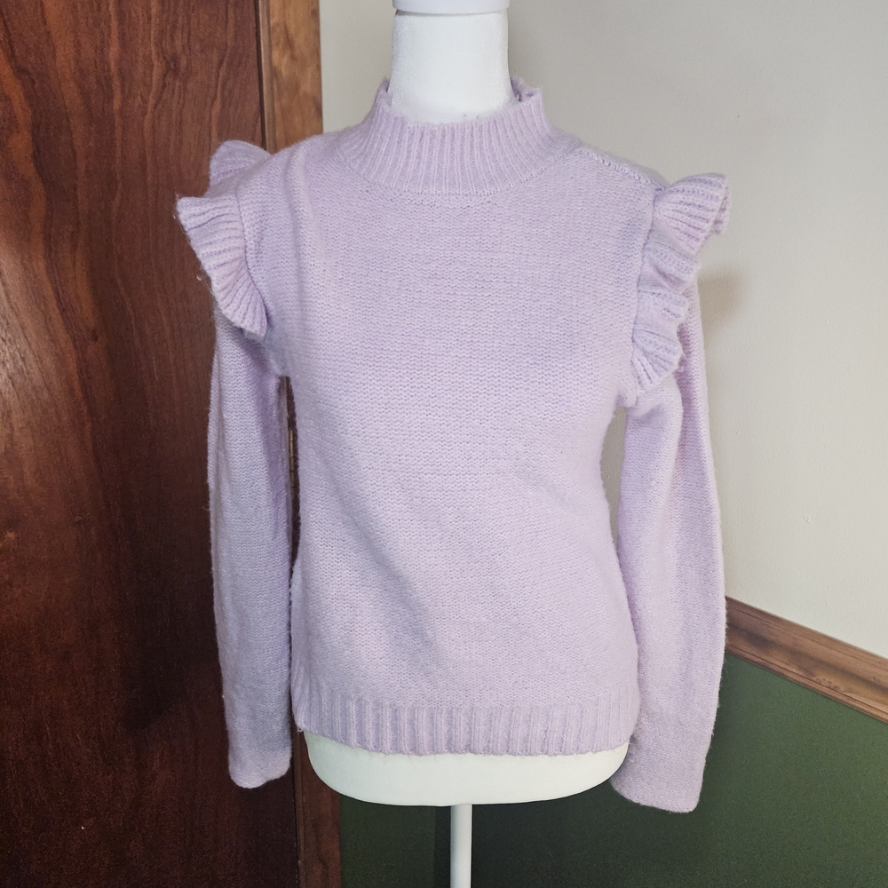 Wild Fable Lavender Ruffle Sleeve Sweater